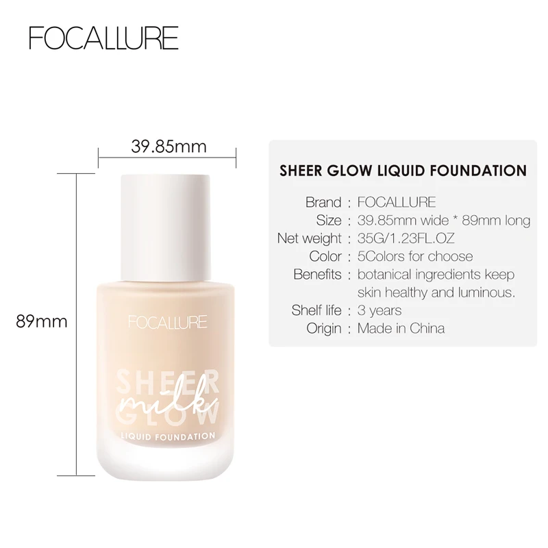 FOCALLURE основа для лица, Жидкая основа, крем, увлажняющий, полное покрытие, консилер, контроль жирности, легко носить, мягкое, натуральное лицо