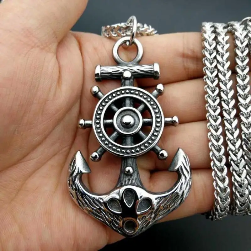 

Hot Sale Hip Hop Men's Necklace Retro Anchor Trend Fashion Jewelry Gift for Men