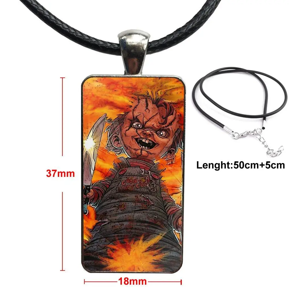 

Chucky Mobile For Women Girls Fashion Glass Cabochon Pendant Necklace With Women Steel Plated Statement Jewelry