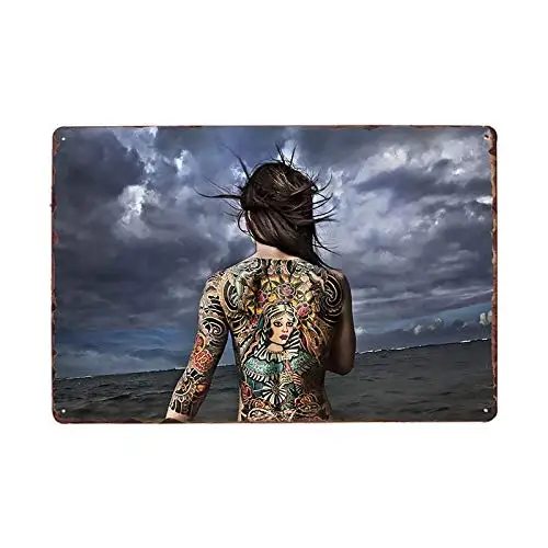 

Tattoo Girl Theme Tin Sign Metal Sign Tattoo Studio Shop Decoration Wall Vintage Art Painting Poster Wall Decor 8x12 Inch Metal