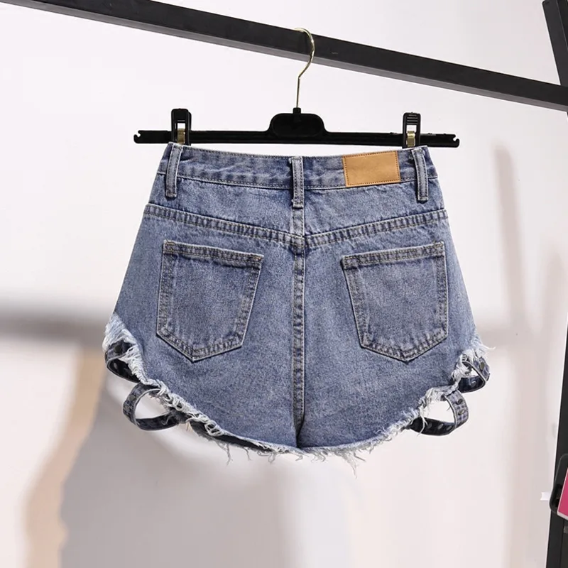 

IEQJ Women Gary Casual All-match Beach Burr Hollow Out Wide Leg Shorts New High Waist Loose Fashion Tide Spring Summer 2021