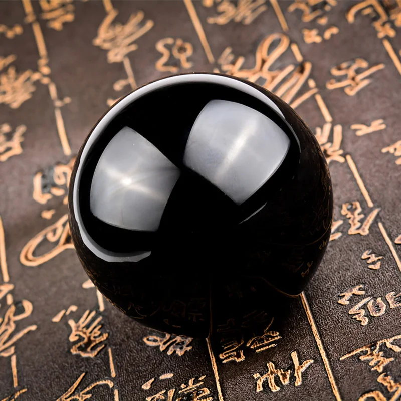 Сферический камень из натурального черного обсидиана Круглый чистого твердого