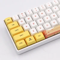 keypro qiuyun yellow white ethermal dye sublimation fonts pbt keycap for wired usb mechanical keyboard 129 keycaps