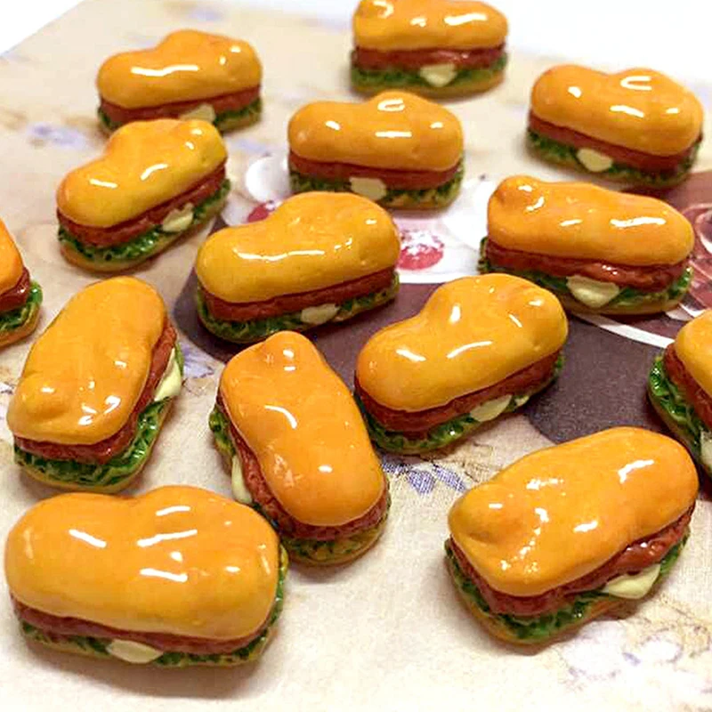 

10Pcs Resin Hamburger Sandwich Charms Pendants Patch DIY Earring Chain Making