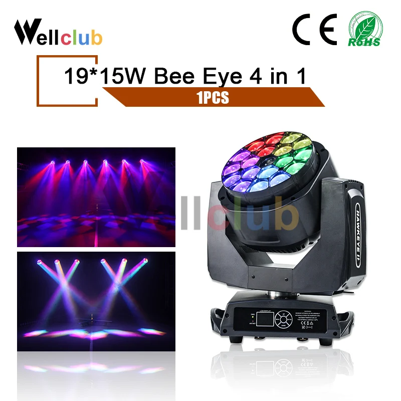 1 шт. 19x15 Вт большой пчелиный луч движущаяся голова светильник RGBW 4в1