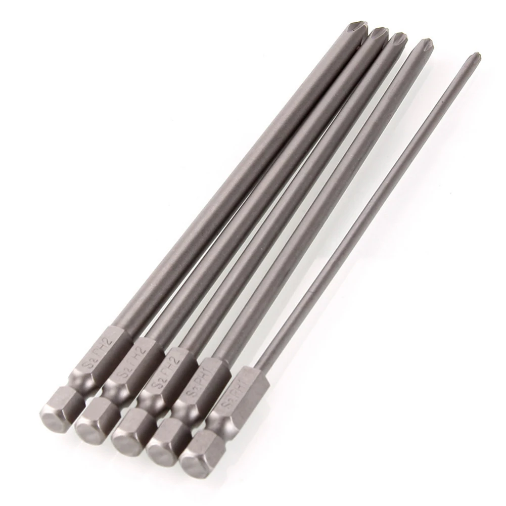 

5 Pcs 1/4'' 150mm Long S2 Magnetic Cross Head PH1 PH2 Electric Screwdriver Bit For Repair And Maintenance On Electronic