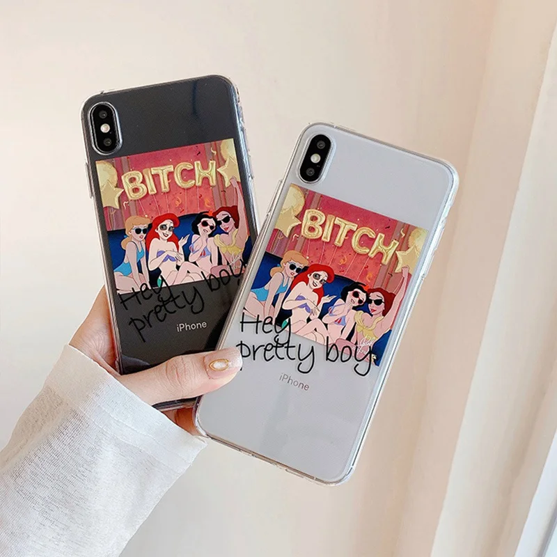 Забавный прозрачный силиконовый полноразмерный мягкий чехол принцессы с