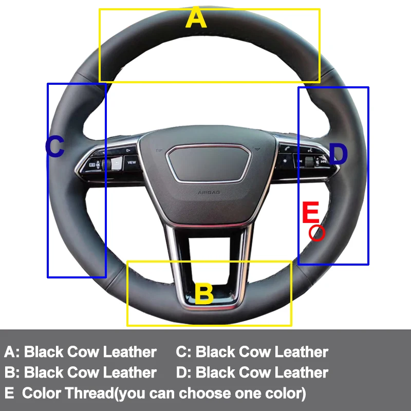 Hand Sewing Car Steering Wheel Cover Braid Top Cow Leather For Audi A6 (C8) Avant Allroad 2018-2019 A7 (K8) S7 2019 | Автомобили и