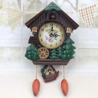 house shape wall clock cuckoo clock vintage bird bell timer living room pendulum clock crafts art watch clock home decor 1pc