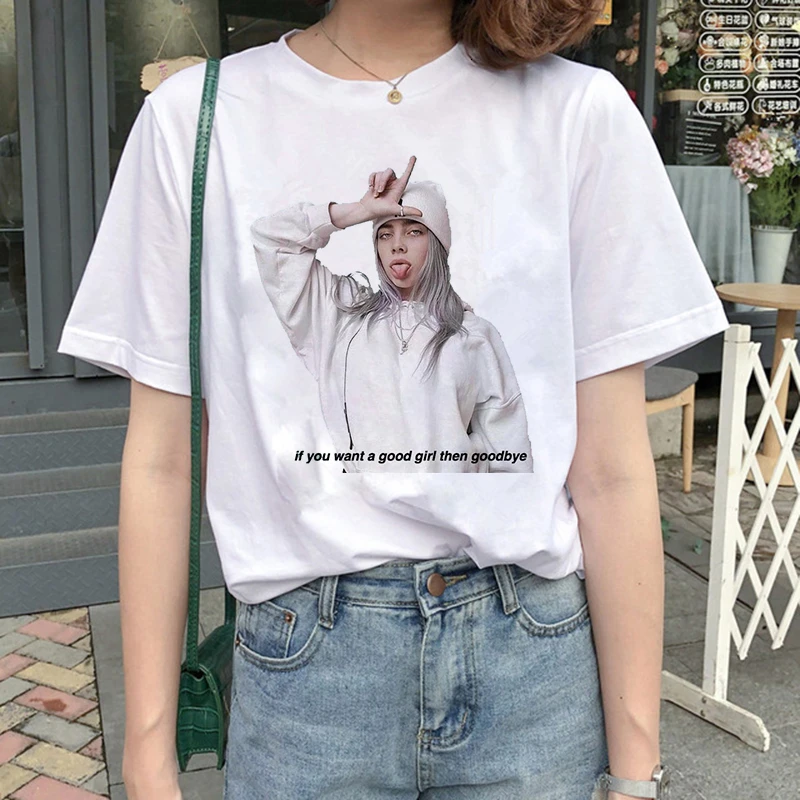 4020 Billie Eilish Harajuku графическая модная футболка для женщин 90s хип-хоп Ullzang футболка Bad Guy забавная футболка buy Friend Топ Футболка женская - Цвет: 4020