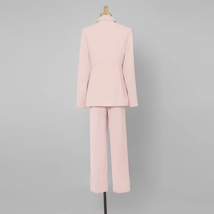 2019 зимний подиум розовый шаль воротник плед с длинным рукавом Блейзер брюки