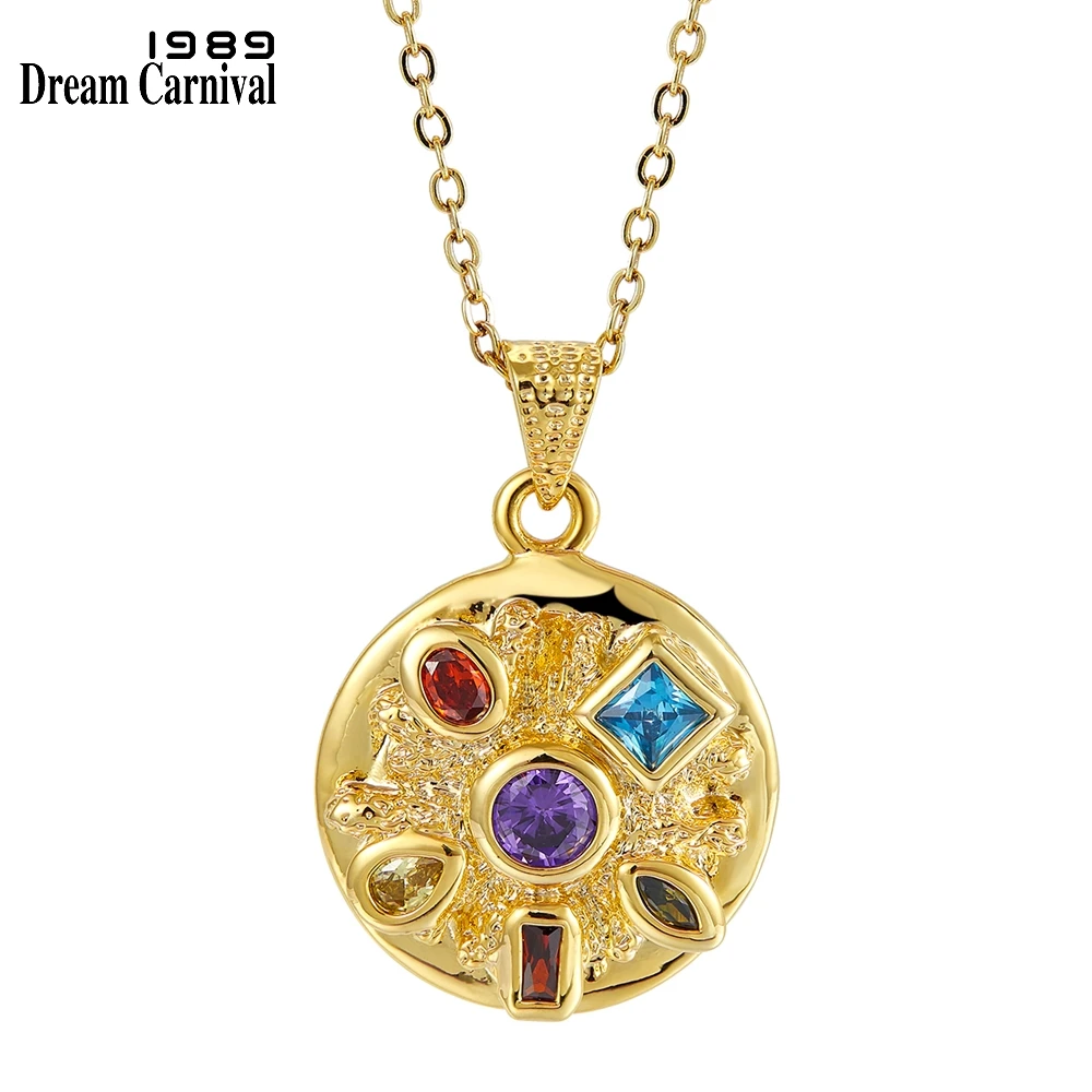 

Dreamcarnival1989 Dazzling Golden Color Zircon Pendant Necklace with Infinity 6 stones Bezel Setting Chic Friday Jewelry WP6631