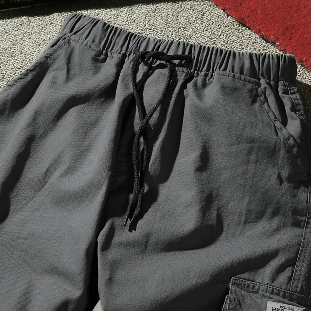 

Men Trousers Casual Wear-resistant Large Size Ankle-tied Drawstring Cotton Pockets Pants Running Sports Jogging Pants Hip Hop