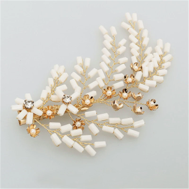 Женская свадебная заколка FIAZIA золотая металлическая Свадебная ручной работы |