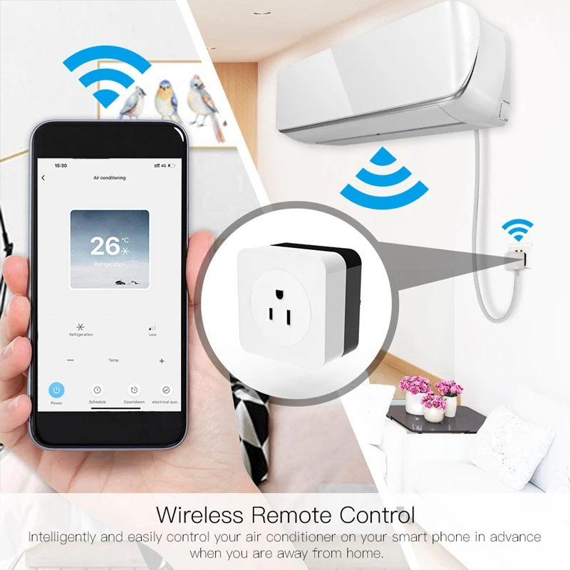 

US Plug WiFi Smart 16A Air Conditioner IR Remote Wireless Controller Wall Plug Socket Outlet Smart Life Tuya App Control