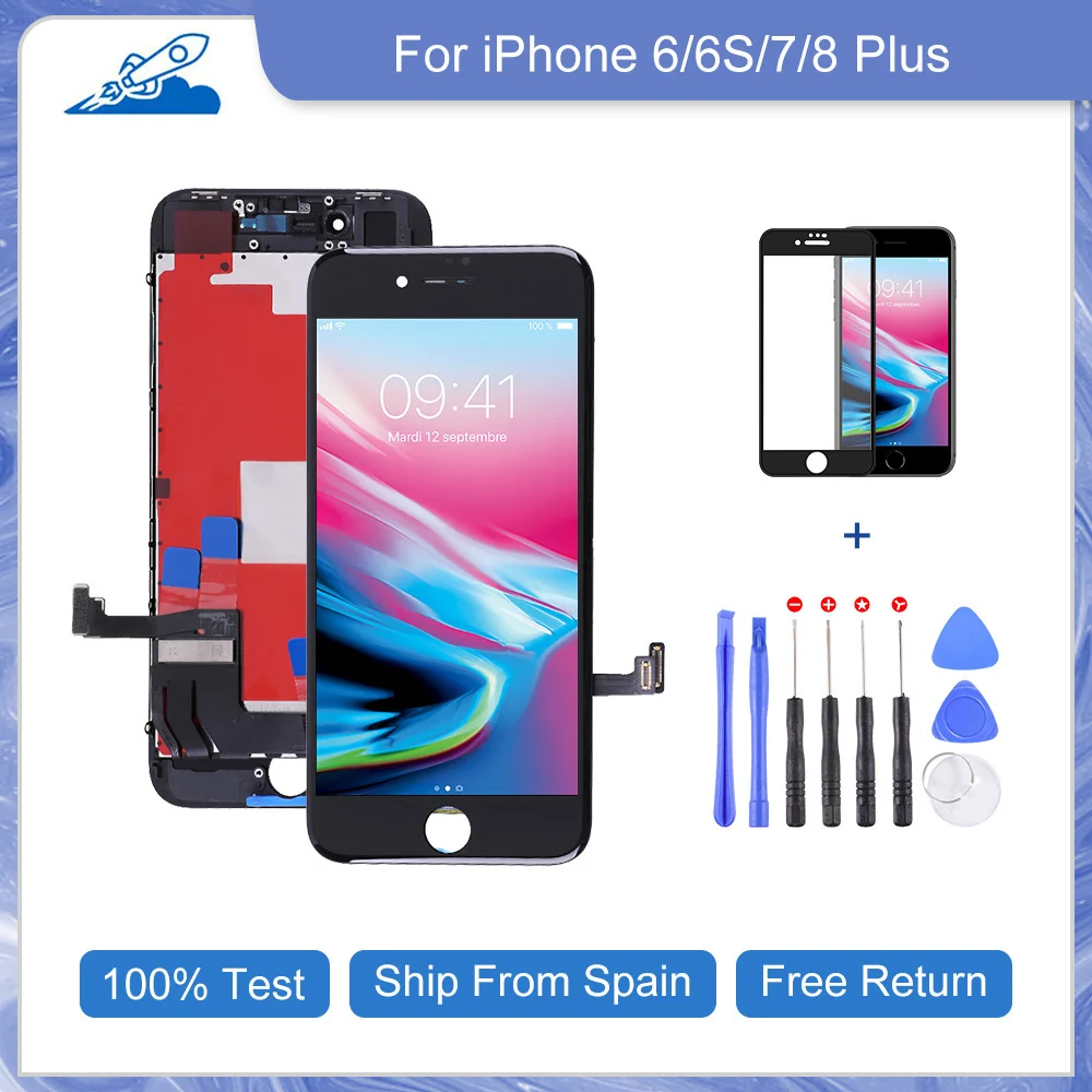 

ЖК-экран для iPhone 8 7 6S 6 Plus, сменный сенсорный экран с дигитайзером в сборе, без битых пикселей, с подарком