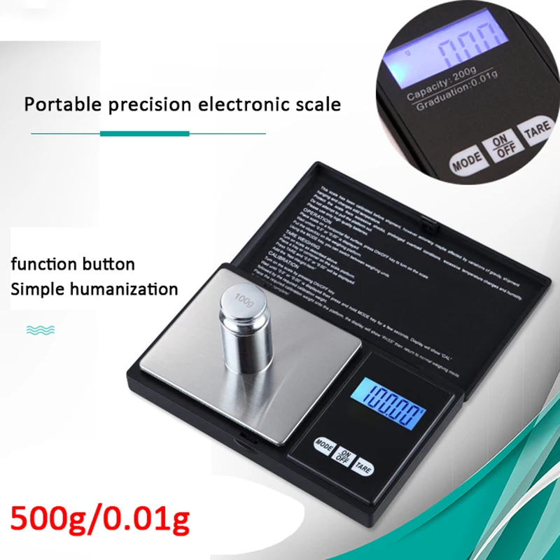 Цифровые весы 100/200/300/500/1000g 0 01/0 1 г Высокая точность Карманный ЖК дисплей с