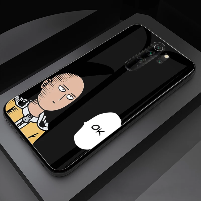 Сайтама из аниме Ванпанчмен чехол закаленного стекла для телефона Xiaomi Redmi Note 5 6 7 8