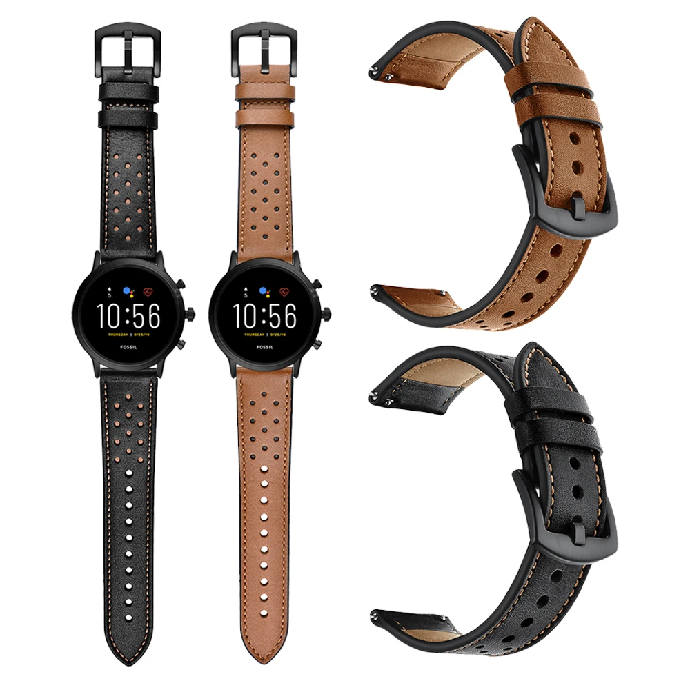 

Genuine Leather Watchband For Fossil Gen 5 Carlyle/Gen 5 Julianna/Garrett/Gen 4 Explorist HR Strap Bracelet Replace Bracelet