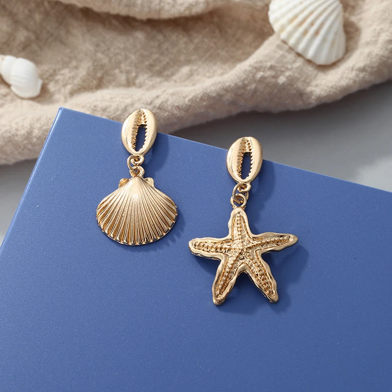 Новинка 2019 пляжные серьги простые золотые в виде морской звезды очаровательные