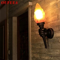 oufula outdoor wall sconces lamp classical torch light creative led waterproof for home decorative