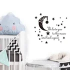 Мультяшные настенные стикеры со спящей Луной и звездами для детской комнаты, спальни, домашний декор, настенные наклейки, обои, детские стикеры LW161