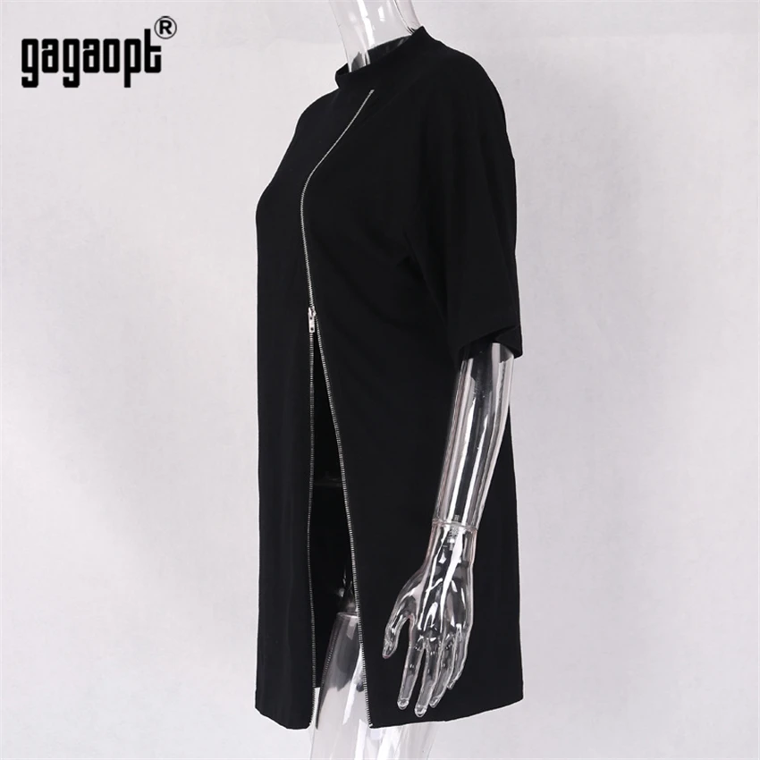 Gagaopt платье с коротким рукавом и круглым вырезом на молнии женское сексуальное
