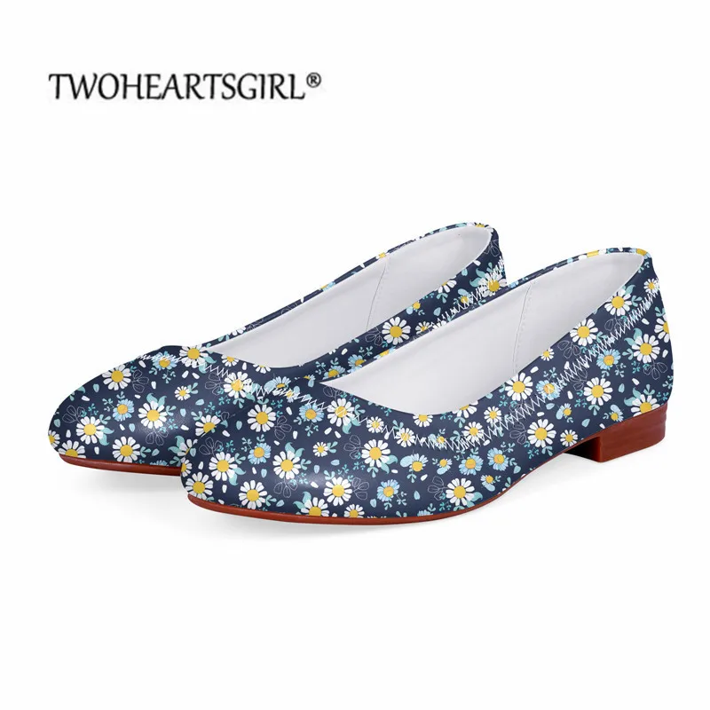 

Туфли женские из экокожи, на плоской подошве, с цветочным принтом