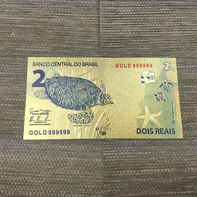 10 шт. бразильские банкноты 2 рейлы золотые спиральные платиковые поделки с