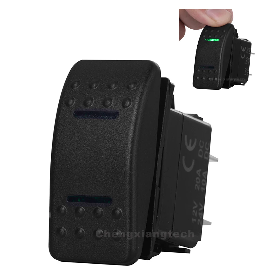 Ночное освещение зеленый светодиод клавишный переключатель 12 В 20A 7pin DPDT