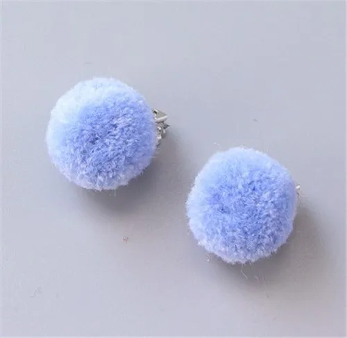 Blue UNWE 1 пара серьга в виде клипсы не прокалываются клипсы для ушей милая леди/девушки Помпон Мяч невидимая Подушка ушные клипсы для изящных детей - Окраска металла: Blue