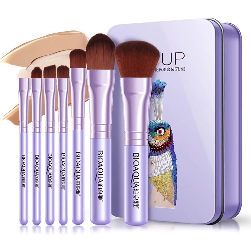 

7 Pieces/Set Fine Bristle Professional Makeup Brush Set Including Foundation Brush Lip Blush Sponge Stick Soft And Comfortable