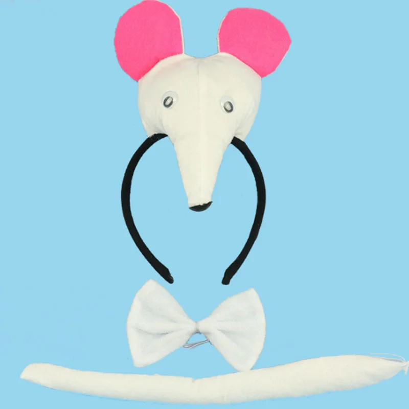 Повязка на голову с милыми животными мышами крысиными ушками хвостом галстуком