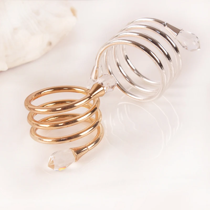 50 шт./лот золотистые серебристые кольца для салфеток с кристаллами
