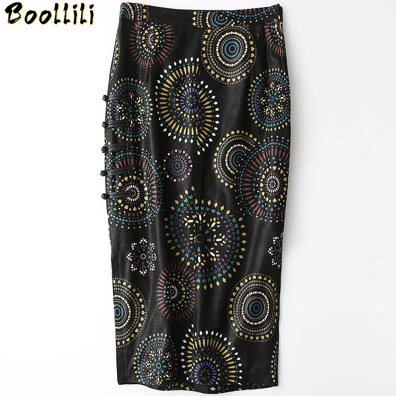 Женская юбка из натуральной кожи с принтом Корейская Сексуальная облегающая