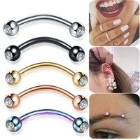 1pc gem curved barbell eyebrow rings piercing 16g surgical steel daith rook earring belly button ring new lip piercing jewelry