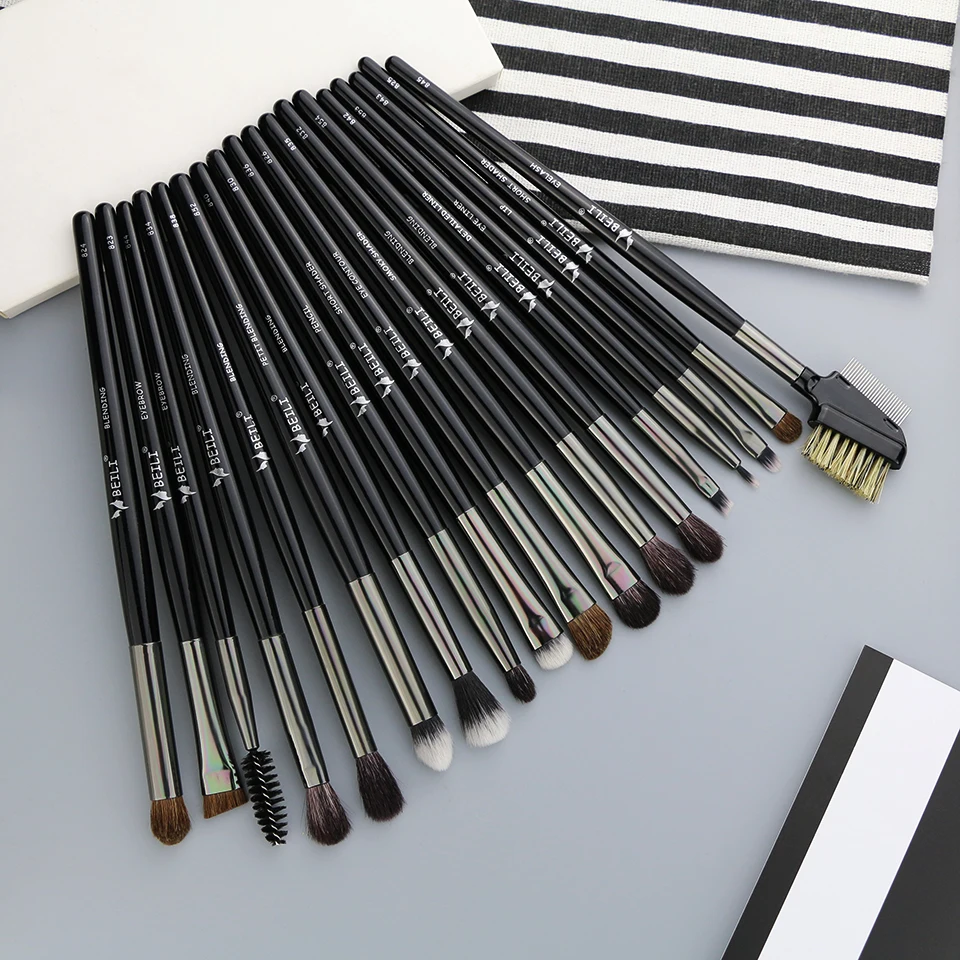 BEILI кисти для макияжа роскошные черные 18 шт. набор кистей глаз растушевка бровей