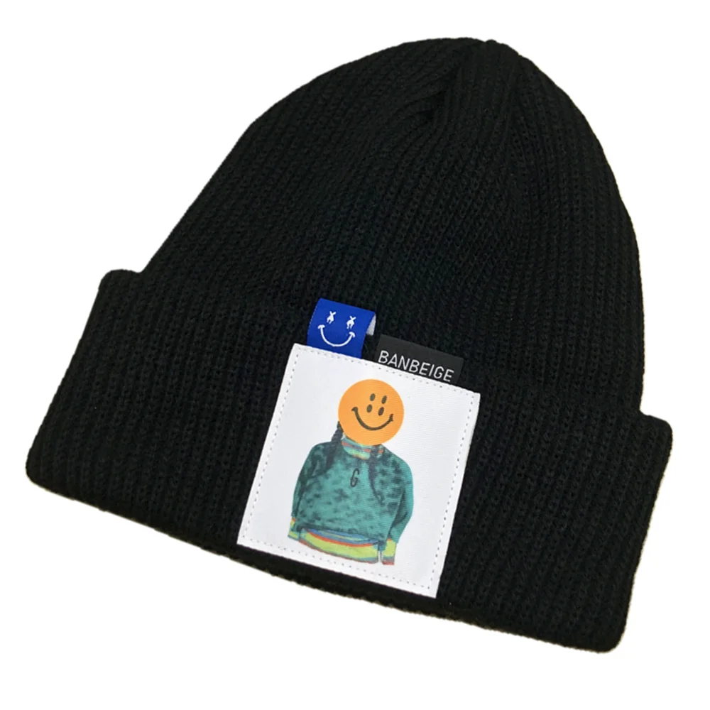 

Street Fashion Candy Color Couple Beanie Street Trend Print High Quality Skullies Hip Hop Men's and Women's Warm Knit Hat