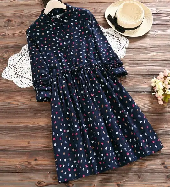 Robe Femme 2019 осенне-осеннее винтажное женское платье Elbise пляжное с длинными рукавами
