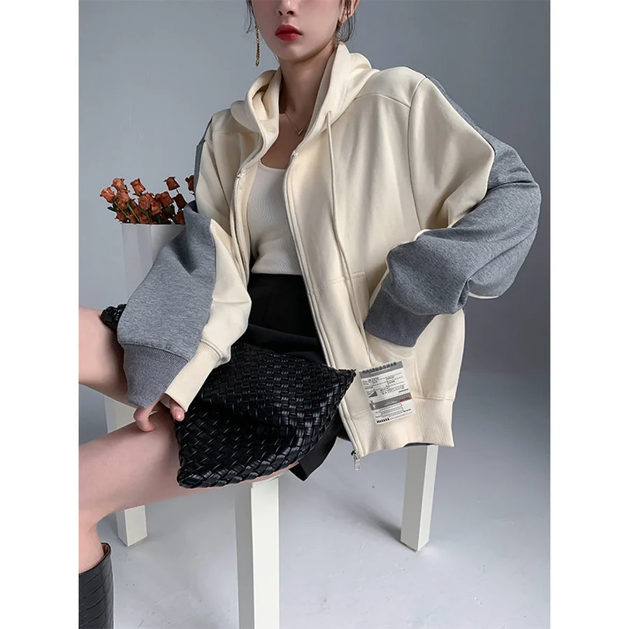 

BoozRey Korean Fashion Women's Winter Coats Hooded Sweatshirts Women's New Style Hooded Sweater with Short Front and Long Back