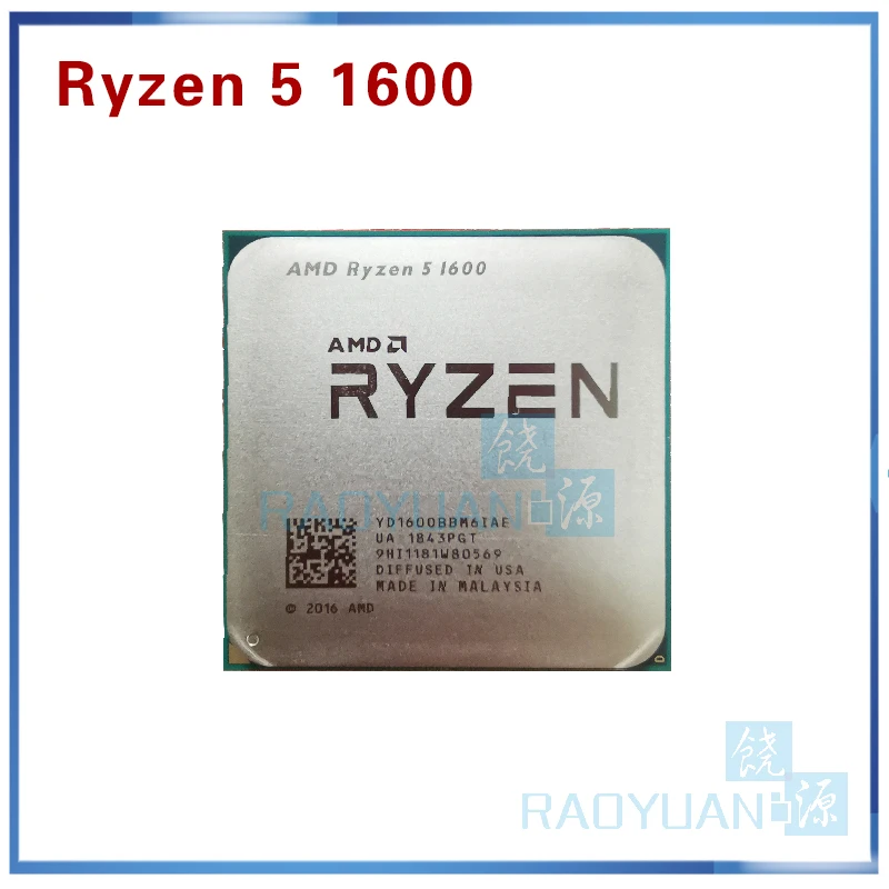 Процессор AMD Ryzen 5 1600 R5 1600 3,2 ГГц шестиядерный процессор с двенадцатью потоками 65 Вт Процессор YD1600BBM6IAE разъем AM4 с охлаждающим вентилятором
