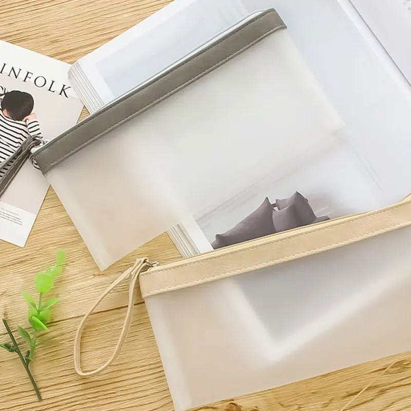 

New Pencil Bag Case Makeup Travel Brush Cosmetic Organizer Transparent Waterproof Zipper For Kids Girls Gift Office School Stati