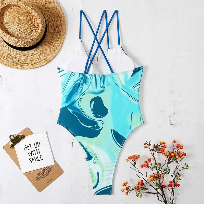 2022 Sexy Push Up Swimwear Women High Waist One Piece Swimsuit Female Backless Monokini Brazilian Bathing Suit Swim Wear Summer