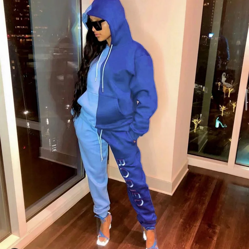 

Женский комплект из 2 предметов, толстовка с буквенным принтом и спортивные брюки в стиле пэчворк