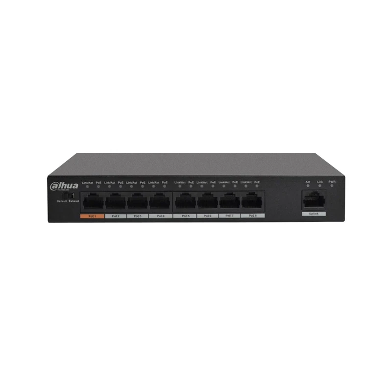 Переключатель Dahua POE 8 портов раньше IEEE802.3af IEEE802.3at 1*10/100 Мбит/с 8*10/100 | Безопасность и