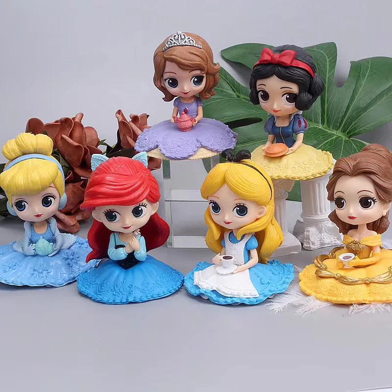 

Disney Q Posket Sofia /Snow White/Alice/Bell/Mermaid princess Toys Dolls Aurore PVC Anime Dolls Figures Collectible Model