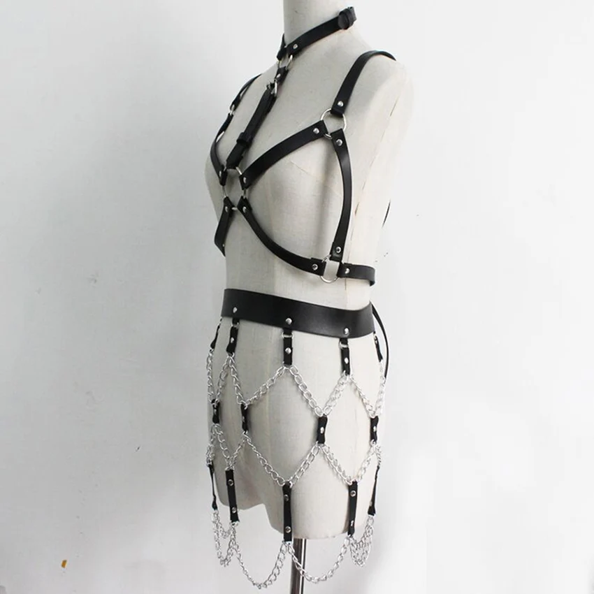 

Women Punk Goth Lingerie Belt Waist Bust Garter Belt Bondage PU Leather Belt For Female Clohthing Accessories