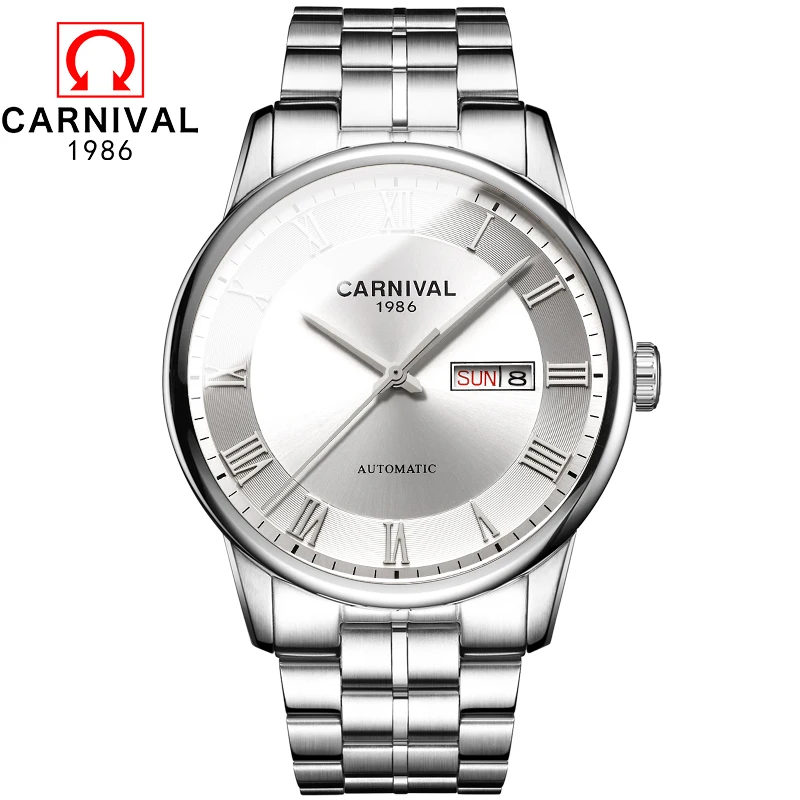 Карнавал автоматические часы мужские роскошные механические Скелет Мужские MIYOTA