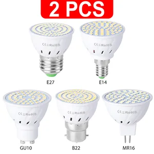 Светодиодная лампа GU10 E27 E14, точечная Лампа 48 60 80LED s, лампа 220 В GU 10, Светодиодная лампа MR16 gu5.3, точесветильник светильник B22 5 Вт 7 Вт 9 Вт