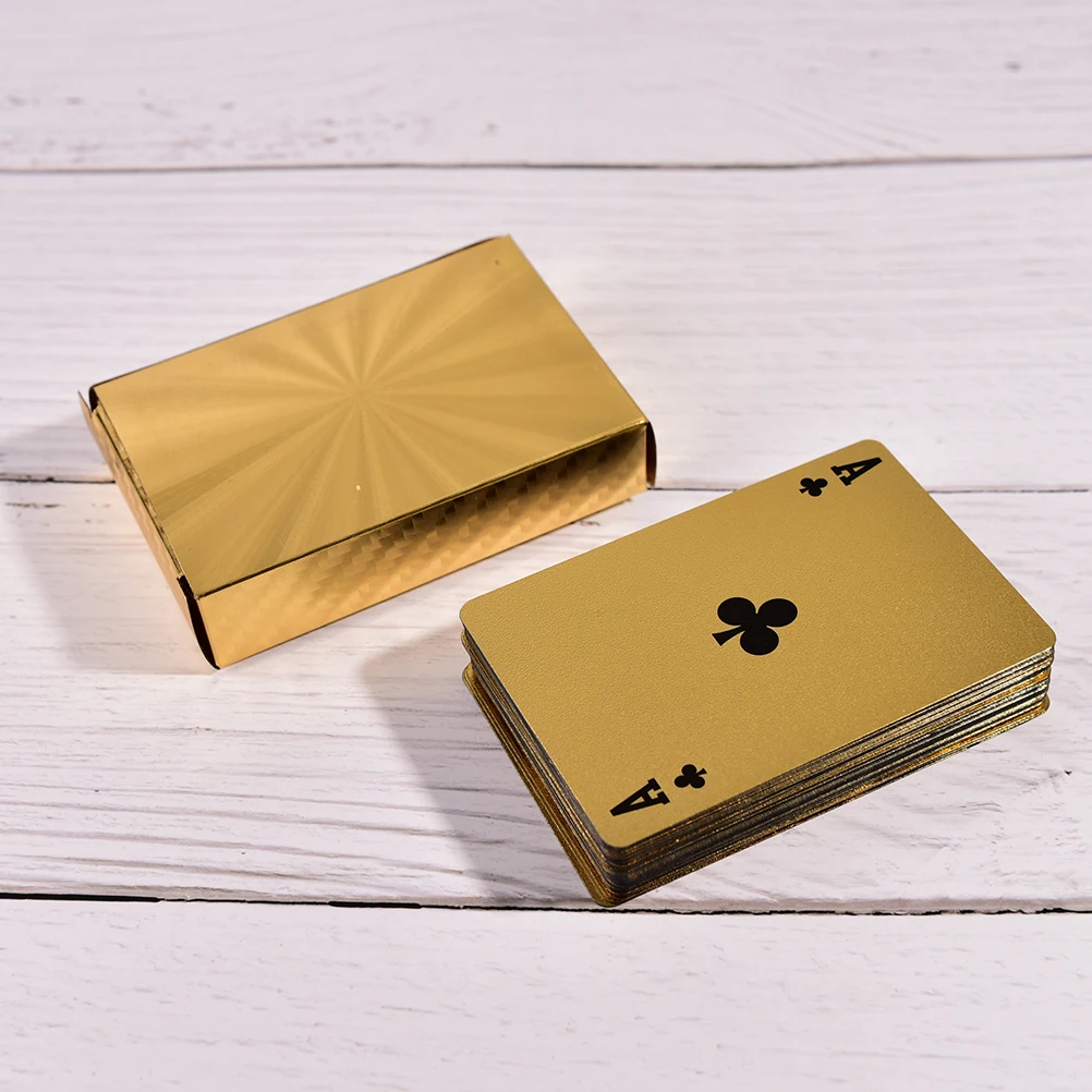 

Игральные карты из золотой фольги, позолоченная покерная карта Техасского холдема, забавные высококачественные игры, 1 набор